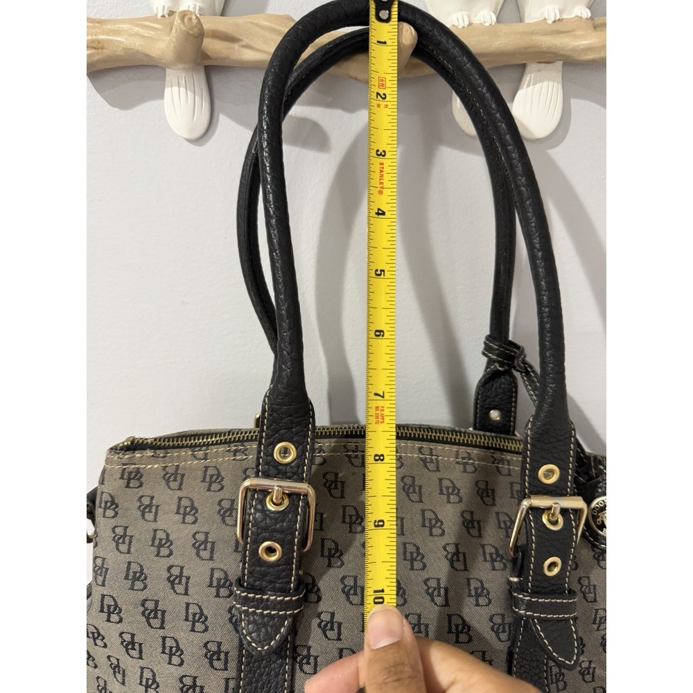 Vintage Dooney & Bourke Purse Gray Canvas, Navy BlackLeather Accents DB Logo Y2K - Picture 15 of 16